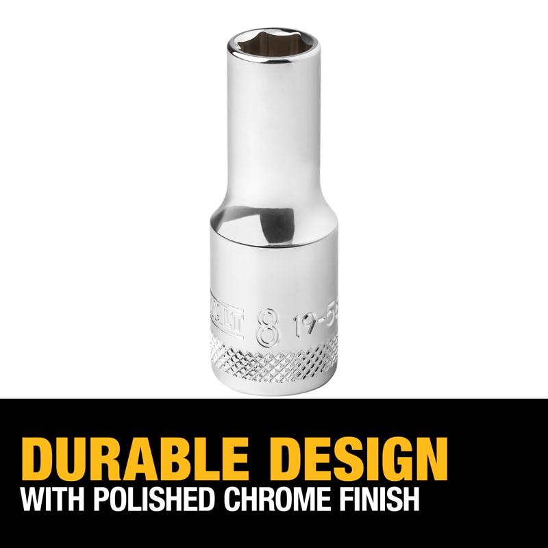 DeWalt 8 mm X 3/8 in. drive Metric 6 Point Deep Socket