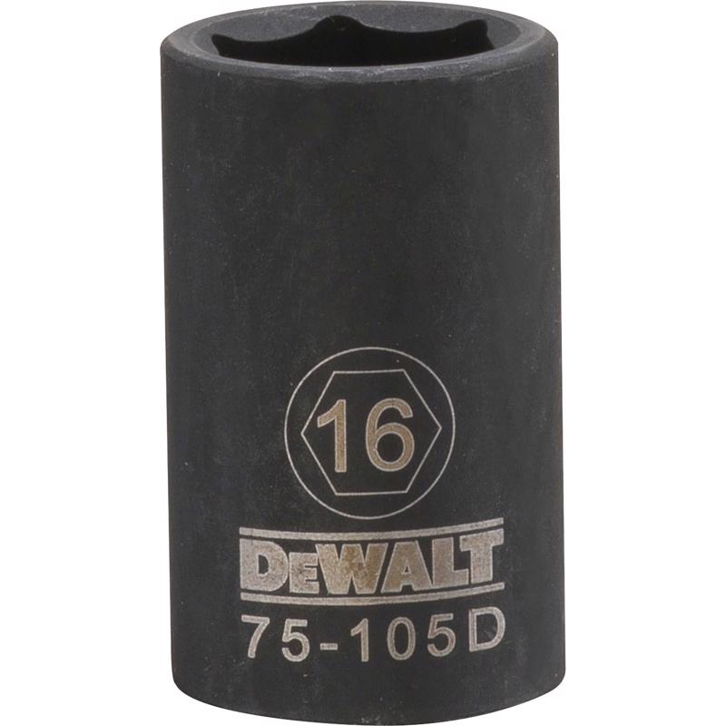 DeWalt 16 mm X 1/2 in. drive Metric 6 Point Impact Socket