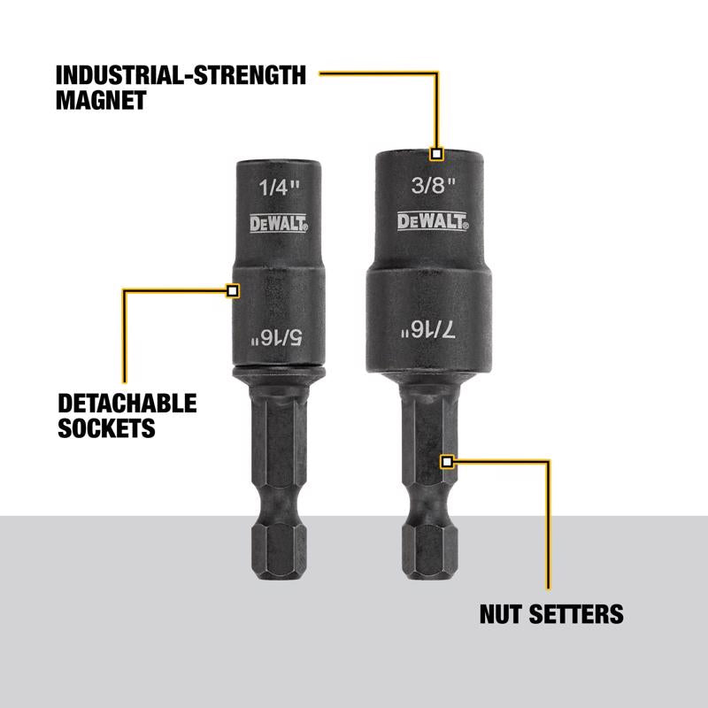 DEWALT 1/4,5/16,3/8,7/16 in. X 2 in. L Black Oxide Double-Ended Nut Driver Set 2 pc