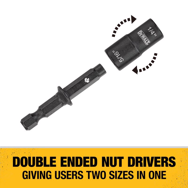 DEWALT 1/4,5/16 in. X 2 in. L Black Oxide Double-Ended Nut Driver 2 pc