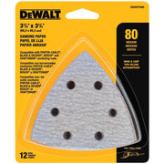 DEWALT 3.75 in. L 80 Grit Hook and Loop Triangular Sandpaper Set 12 pc