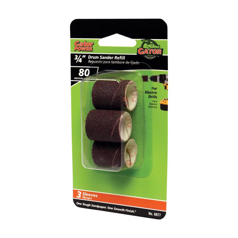 Gator 0.5 in. D X 3/4 in. L Aluminum Oxide Abrasive Sleeve Refill 80 Grit Medium 3 pc