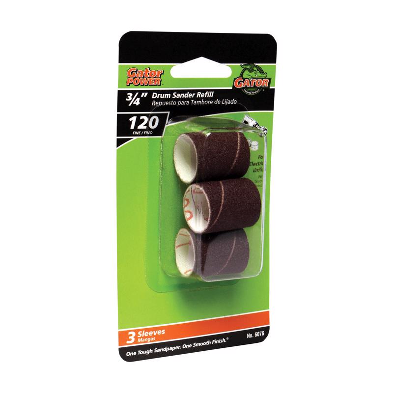 Gator 3/4 in. D X 3/4 in. L Aluminum Oxide Abrasive Sleeve Refill 120 Grit Fine 3 pc