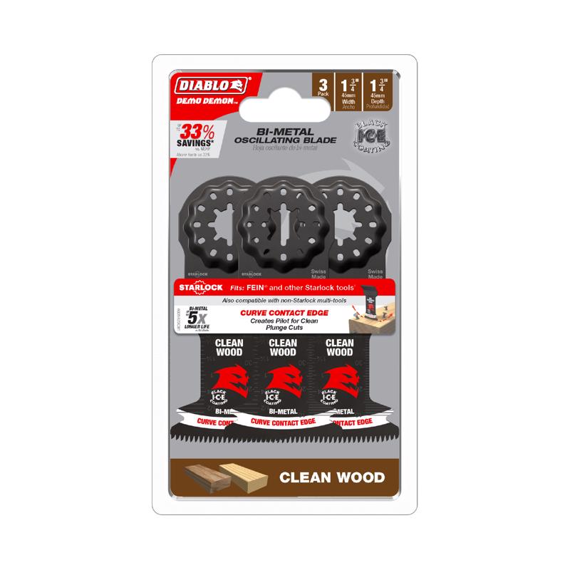 Diablo Demo Demon 1-3/4 in. W Bi-Metal Starlock Curved Oscillating Blade Clean Wood 3 pk