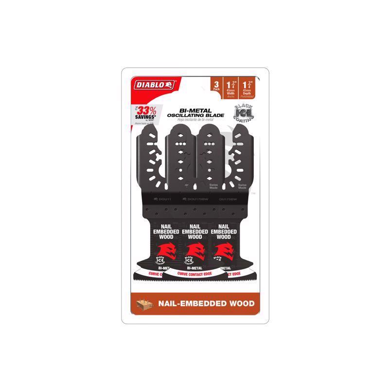 Diablo Demo Demon 1-3/4 in. W Bi-Metal Universal Fit Oscillating Blade Nail-Embedded Wood 3 pk