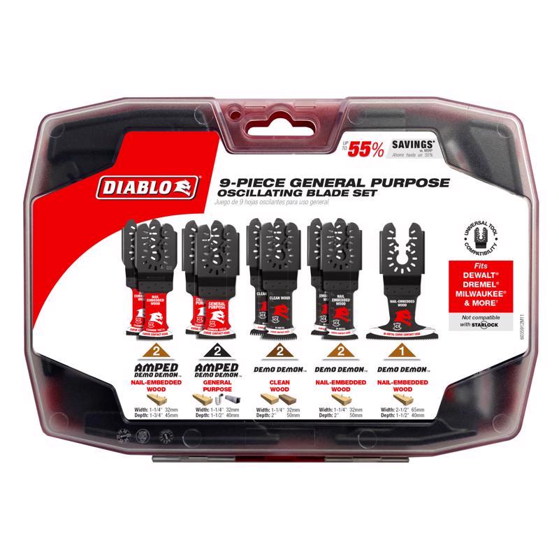 Diablo Bi-Metal/Carbide Tipped Oscillating Blade Set General Purpose Cuts 9 pc