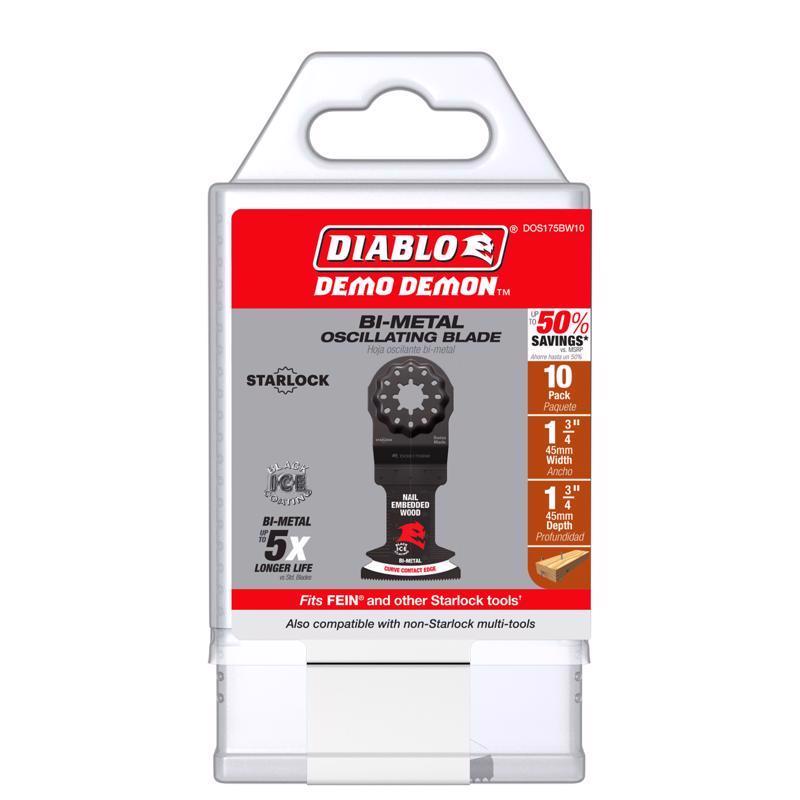 Diablo Demo Demon 1-3/4 in. W Bi-Metal Starlock Curved Oscillating Blade Nail-Embedded Wood 10 pk