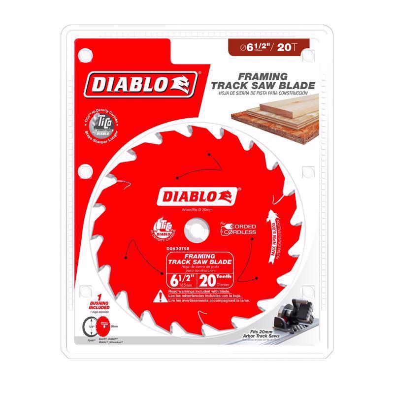 Diablo 6-1/2 in. D X 20 mm Carbide Tipped Track Saw Blade 20 teeth