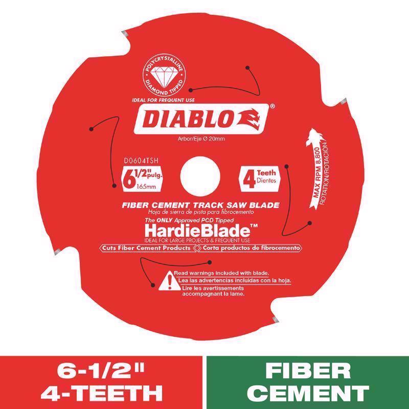 Diablo James Hardie 6-1/2 in. D X 20 mm Polycrystalline Diamond Track Saw Blade 4 teeth