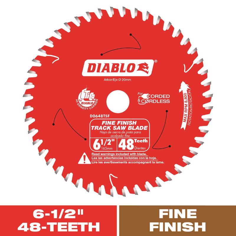 Diablo 6-1/2 in. D X 20 mm Carbide Tipped Track Saw Blade 48 teeth
