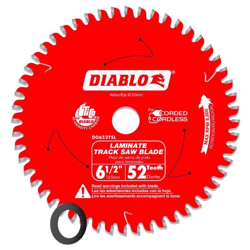 Diablo 6-1/2 in. D X 20 mm Carbide Tipped Track Saw Blade 52 teeth
