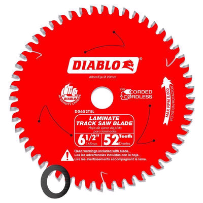 Diablo 6-1/2 in. D X 20 mm Carbide Tipped Track Saw Blade 52 teeth