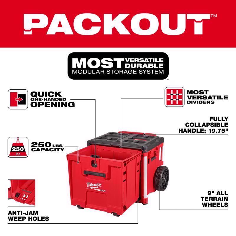 Milwaukee Packout 19 in. Rolling Drawer Tool Box Red