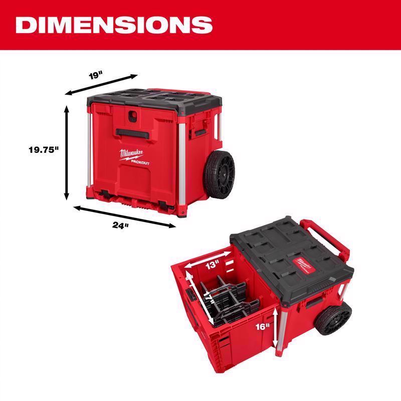 Milwaukee Packout 19 in. Rolling Drawer Tool Box Red
