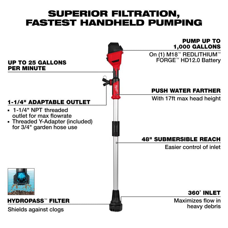 Milwaukee M18 1-1/4 in. Aluminum Toggle Switch Bottom Battery Transfer Pump