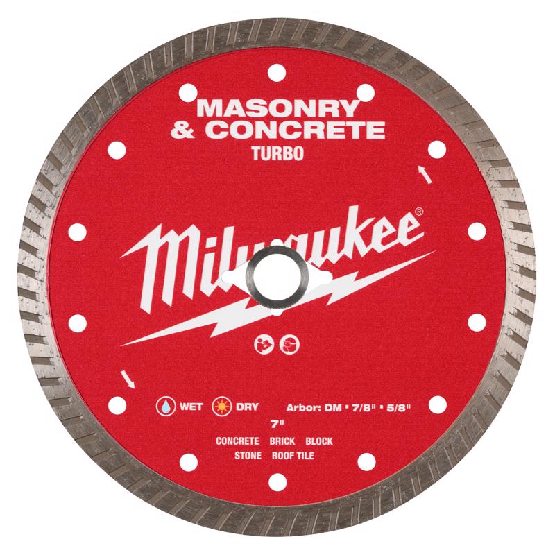 Milwaukee 7 in. D X 5/8 and 7/8 in. Steel/Diamond Matrix Diamond Saw Blade
