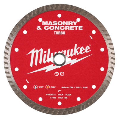 Milwaukee 7 in. D X 5/8 and 7/8 in. Steel/Diamond Matrix Diamond Saw Blade