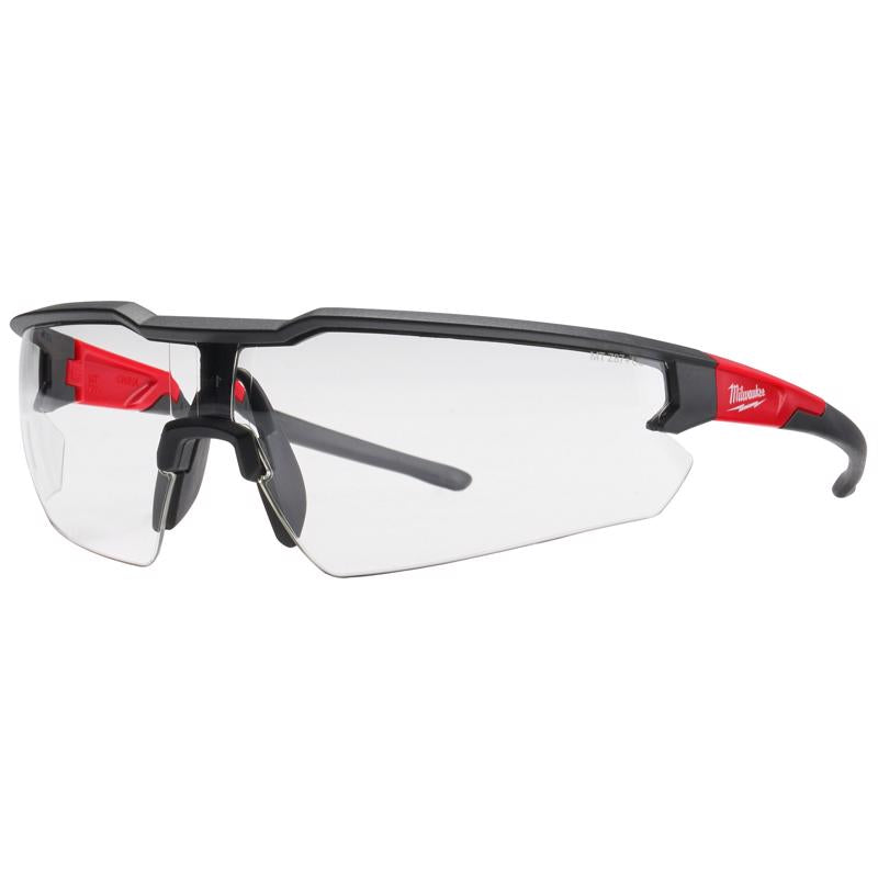 Milwaukee Safety Glasses Clear Lens Black/Red Frame