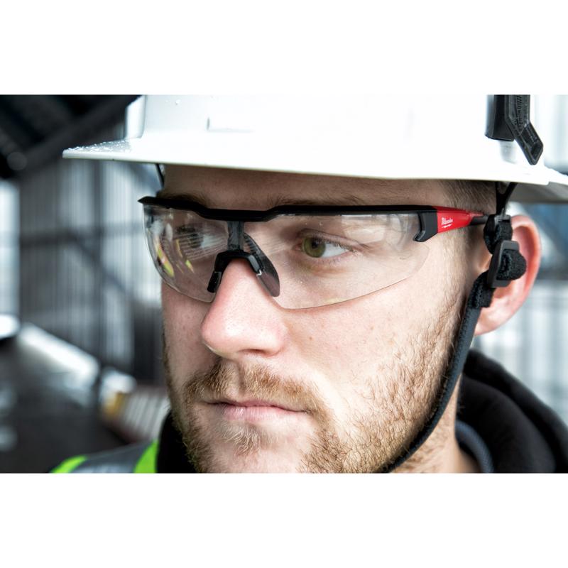 Milwaukee Safety Glasses Clear Lens Black/Red Frame