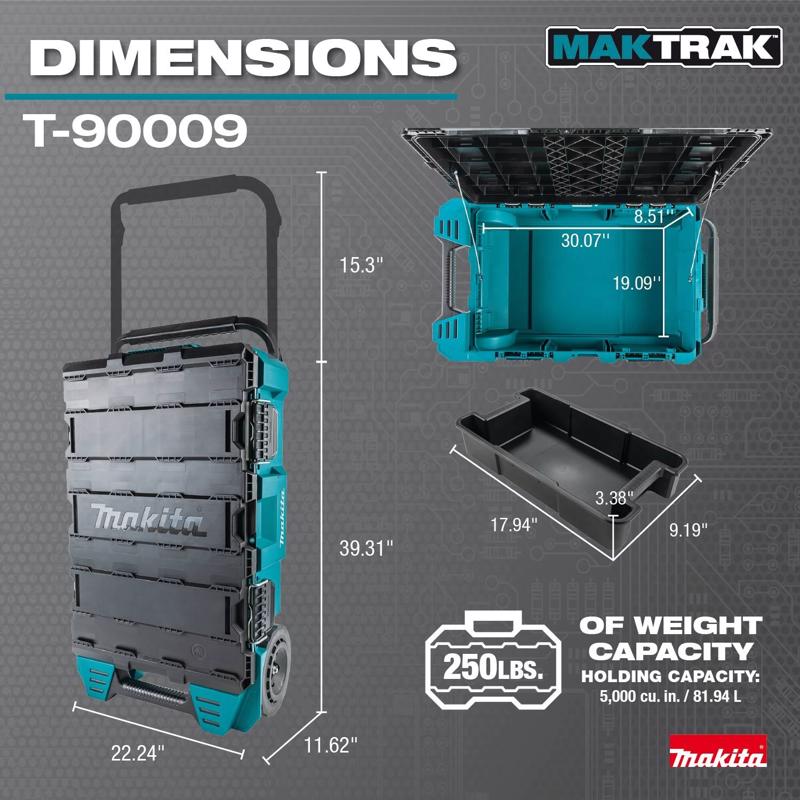 Makita Maktrak 39.78 in. Rolling Tool Chest Teal