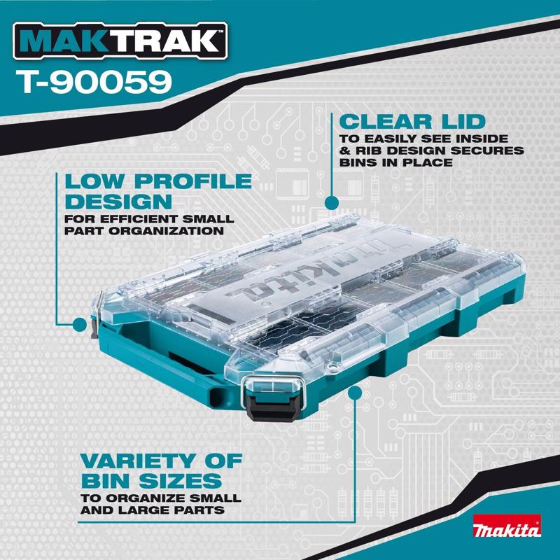 Makita 15.25 in. W X 3.35 in. H X 23.48 in. D Deep Organizer Teal