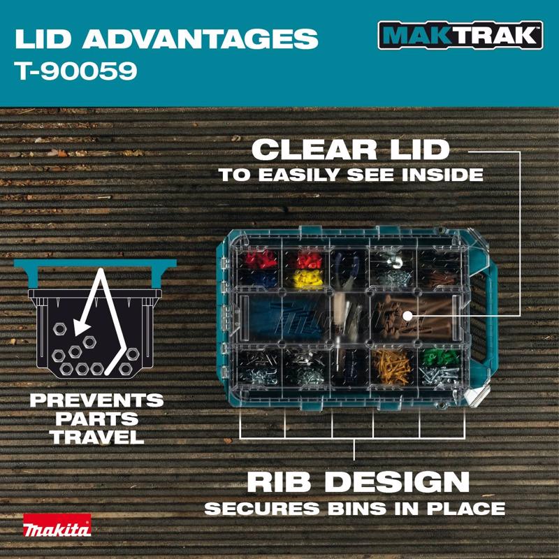 Makita 15.25 in. W X 3.35 in. H X 23.48 in. D Deep Organizer Teal