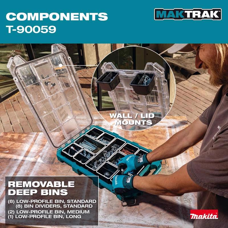 Makita 15.25 in. W X 3.35 in. H X 23.48 in. D Deep Organizer Teal