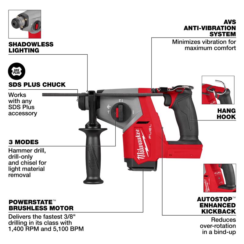 Milwaukee M18 FUEL Cordless SDS-Plus Rotary Hammer Drill Tool Only