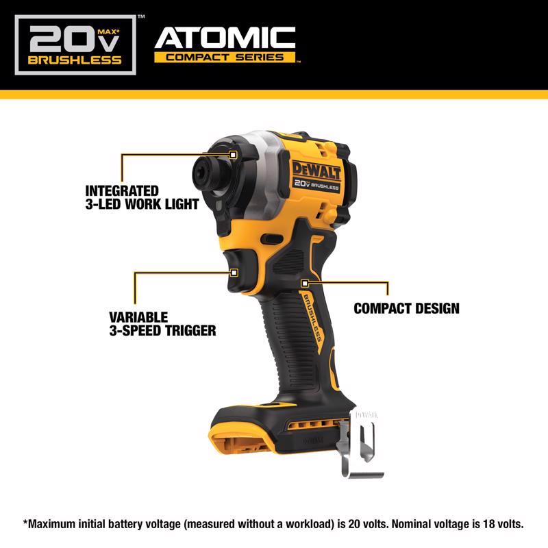 DeWalt 20V MAX ATOMIC Cordless Brushless 2 Tool Compact Hammer Drill and Impact Driver Kit