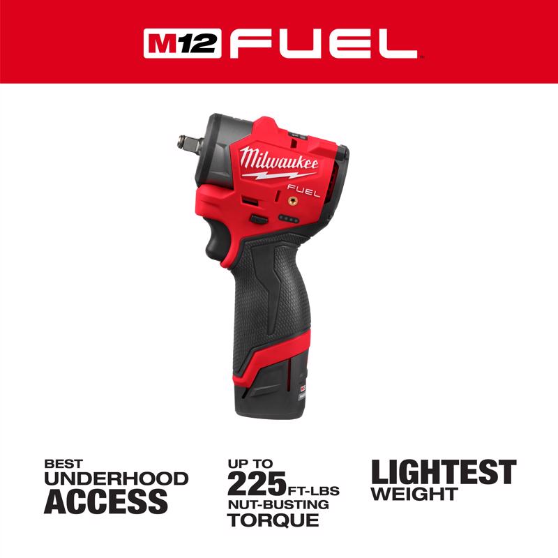 Milwaukee M12 FUEL 3/8 in. Cordless Brushless Subcompact Impact Wrench W/Friction Ring Kit