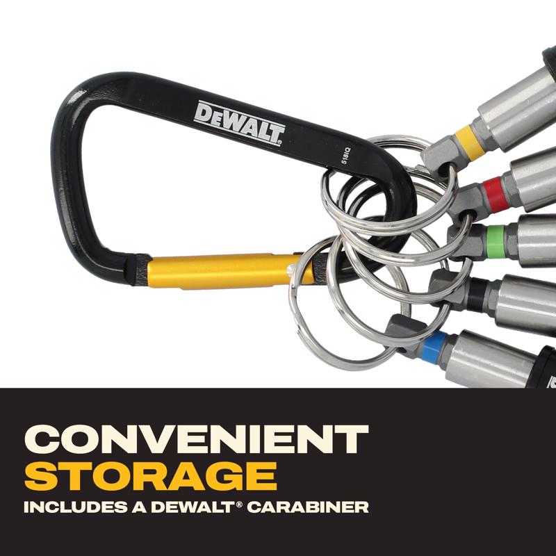 DeWalt 1 in. Hardened Alloy Steel Key Ring Quick-Change Hex Extension 1/4 in. Hex Shank 5 pc