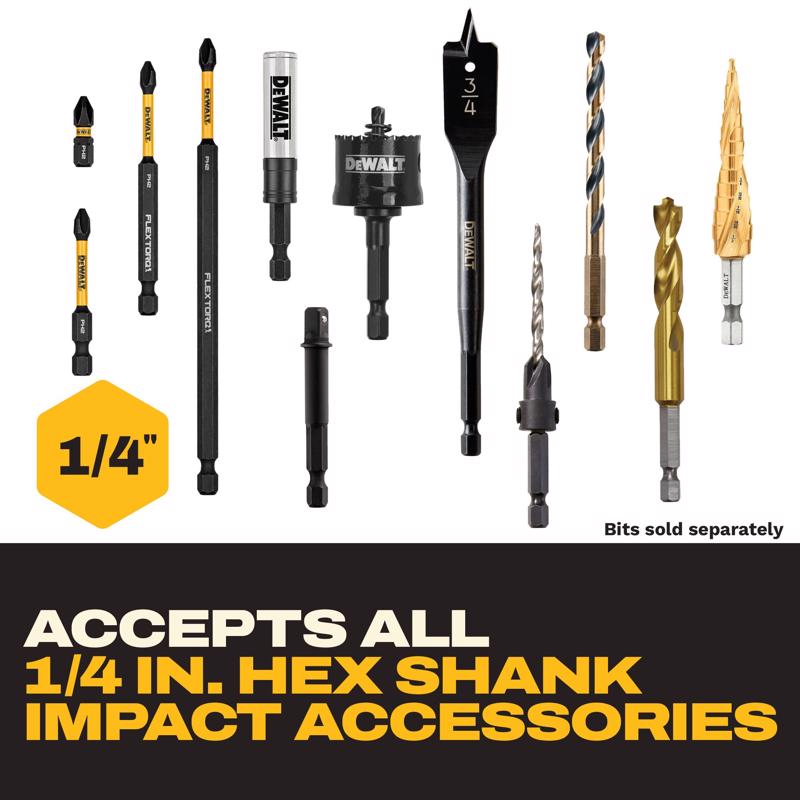 DeWalt 1 in. Hardened Alloy Steel Key Ring Quick-Change Hex Extension 1/4 in. Hex Shank 5 pc