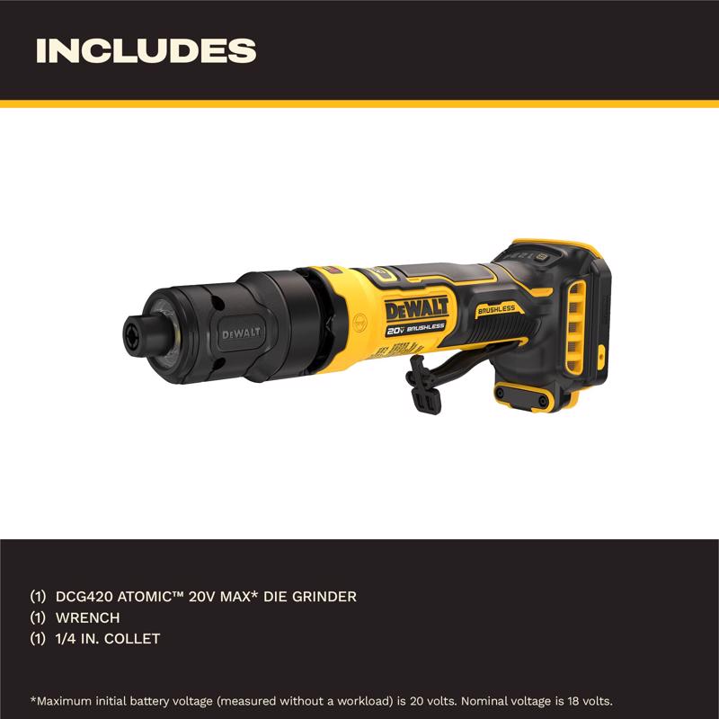 DeWalt Brushless Cordless 1/4 in. Die Grinder Tool Only