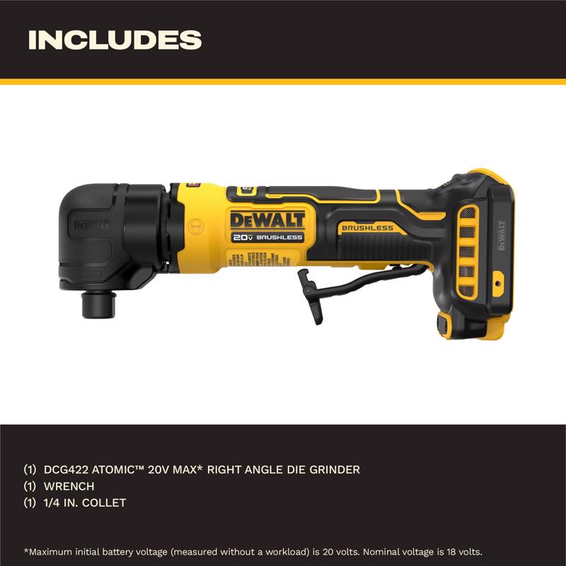 DeWalt 20V MAX ATOMIC Brushless Cordless 1/4 in. Right Angle Die Grinder Tool Only