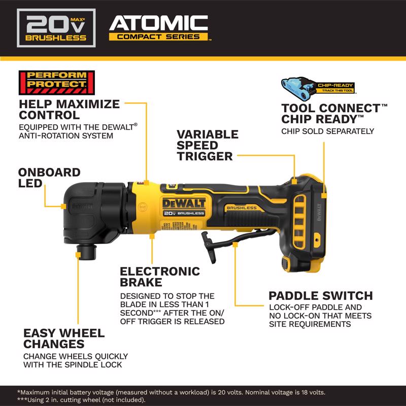 DeWalt 20V MAX ATOMIC Brushless Cordless 1/4 in. Right Angle Die Grinder Tool Only
