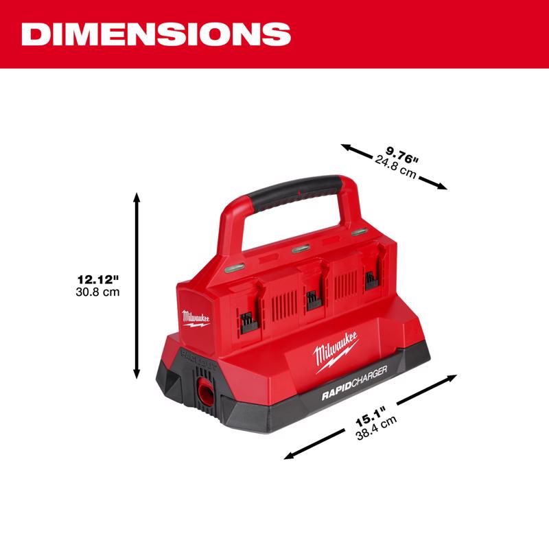 Milwaukee M18 PACKOUT (2) 6.0Ah & (2) 5.0Ah Lithium-Ion 6-Port Rapid Charge Battery and Charger