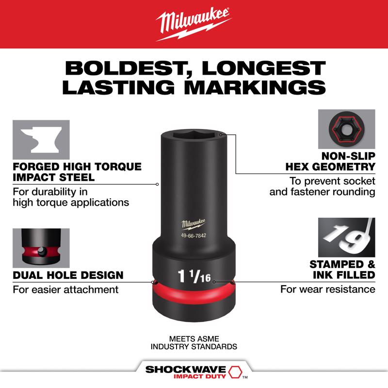 Milwaukee PACKOUT 1 in. drive Metric/SAE Wheel Service Impact Socket Set 7 pc