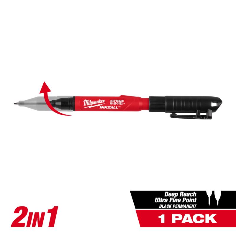 Milwaukee Inkzall 2-in-1 Deep Reach Black Ultra Fine Tip Jobsite Marker 1 each