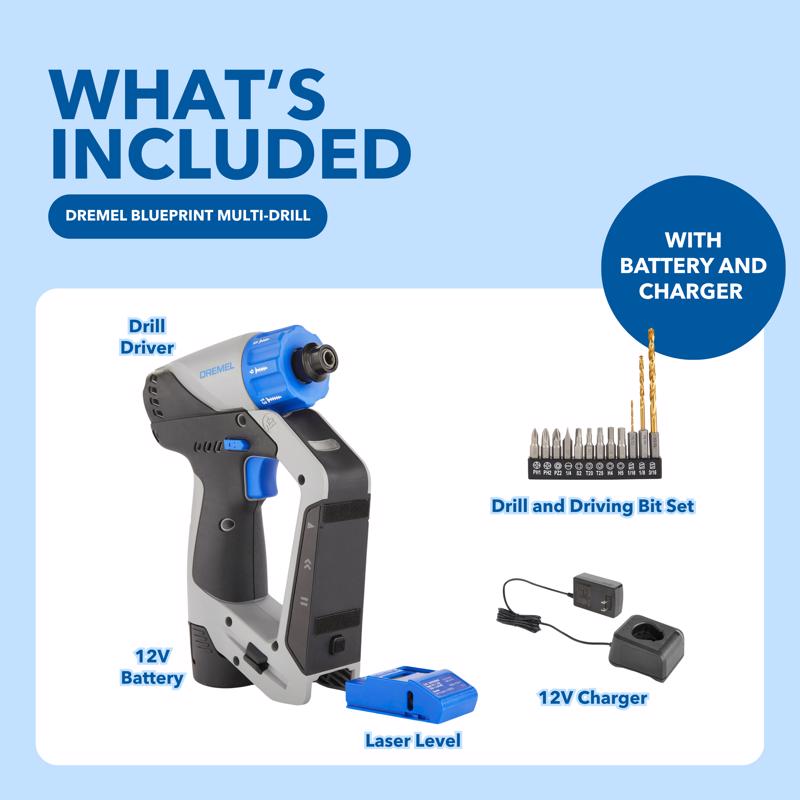 Dremel 12V Blueprint 1/4 in. Brushless Compact Cordless Drill/Driver Kit (Battery & Charger)