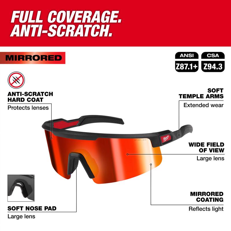 Milwaukee Wrap Around Safety Glasses Black Frame