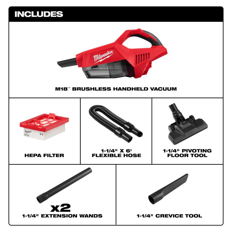 Milwaukee 0.2 gal. Cordless Hand Vacuum Tool Only