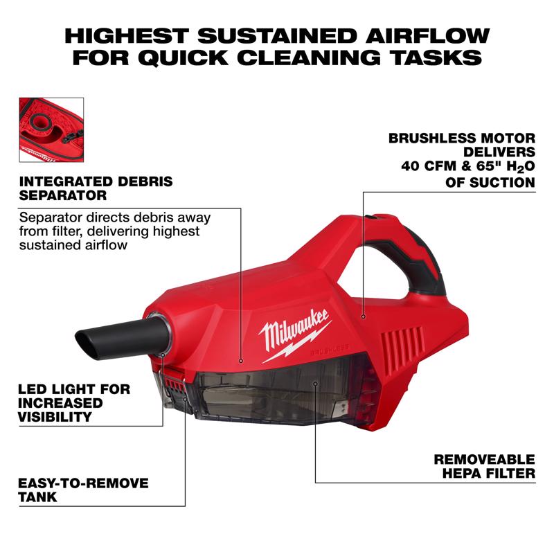 Milwaukee 0.2 gal. Cordless Hand Vacuum Tool Only