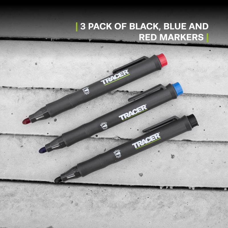 TRACER 6 in. L Marker Kit Assorted 3 pc