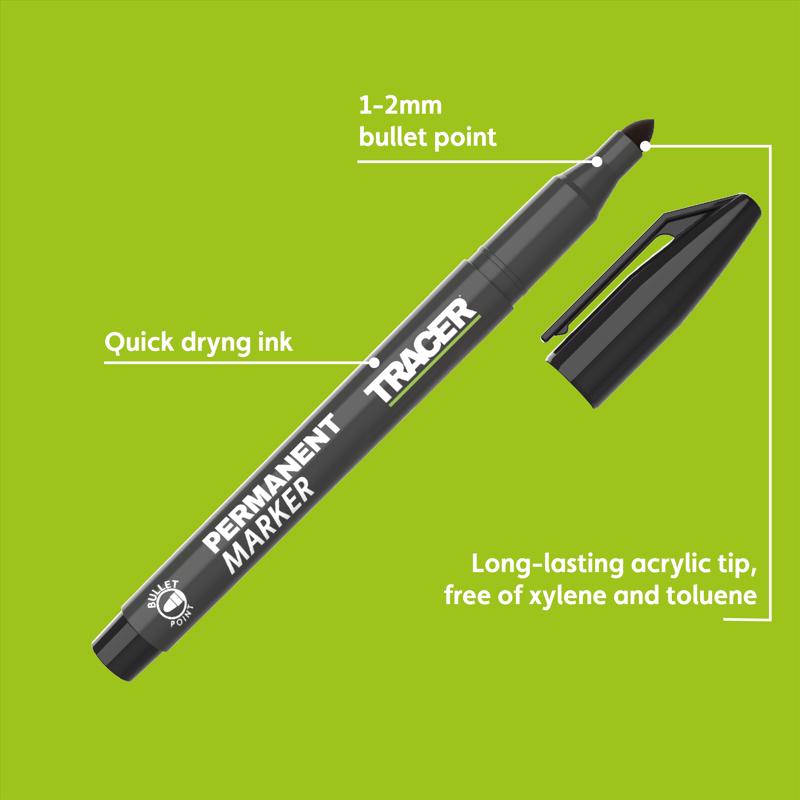 Tracer 6 in. L Permanent Marker Black