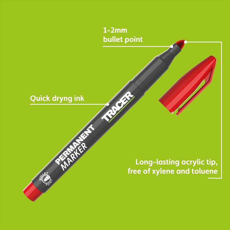 Tracer 6 in. L Permanent Marker Red
