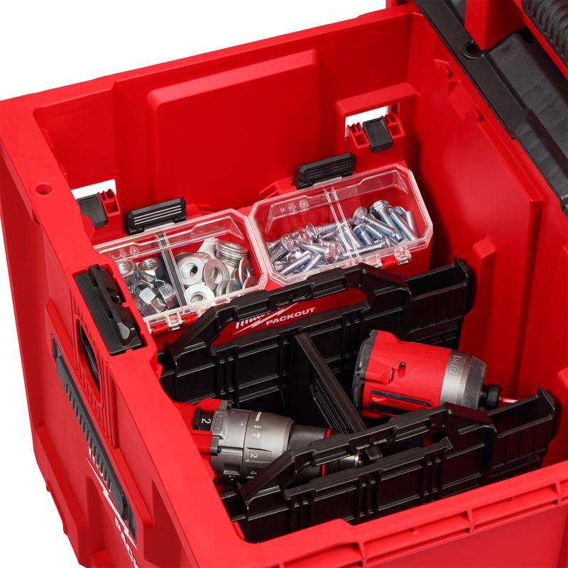 Milwaukee Packout 11.5 in. W X 4.9 in. H X 4.3 in. D Small Parts Bin Plastic 2 compartments Black/Re