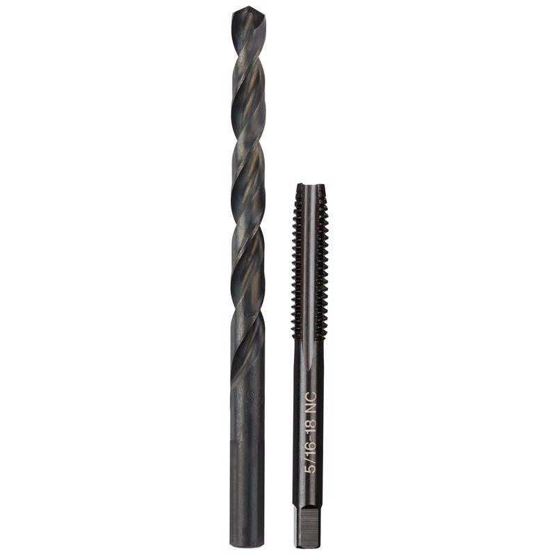 Milwaukee High Carbon Steel SAE 5/16in-18 NC Straight Flute Plug Tap & F Drill Bit Plug Tap and Dril