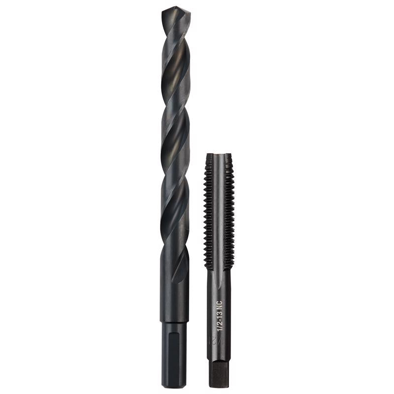 Milwaukee High Carbon Steel SAE SAE 1/2-13 NC Flute Plug Tap & 27/64 Drill Bit Plug Tap and Drill Bi