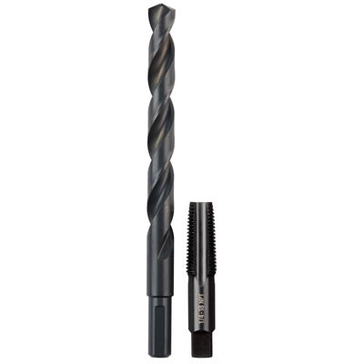 Milwaukee High Carbon Steel SAE NPT Plug Tap and Drill Bit Set 2 pc