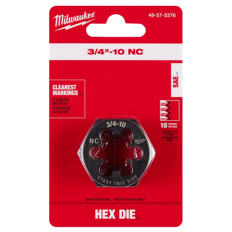 Milwaukee High Carbon Steel SAE NC Hexagon Die